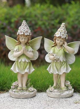 乡村园艺装饰树脂雕像工艺品少女花仙子摆件欧式创意花园庭院摆设