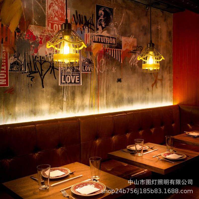 工业风麻绳复古吊灯铁艺餐厅酒吧服装烧烤店过道装饰店铺商用吊灯,淘宝优惠券,粉丝福利购,淘宝优惠卷
