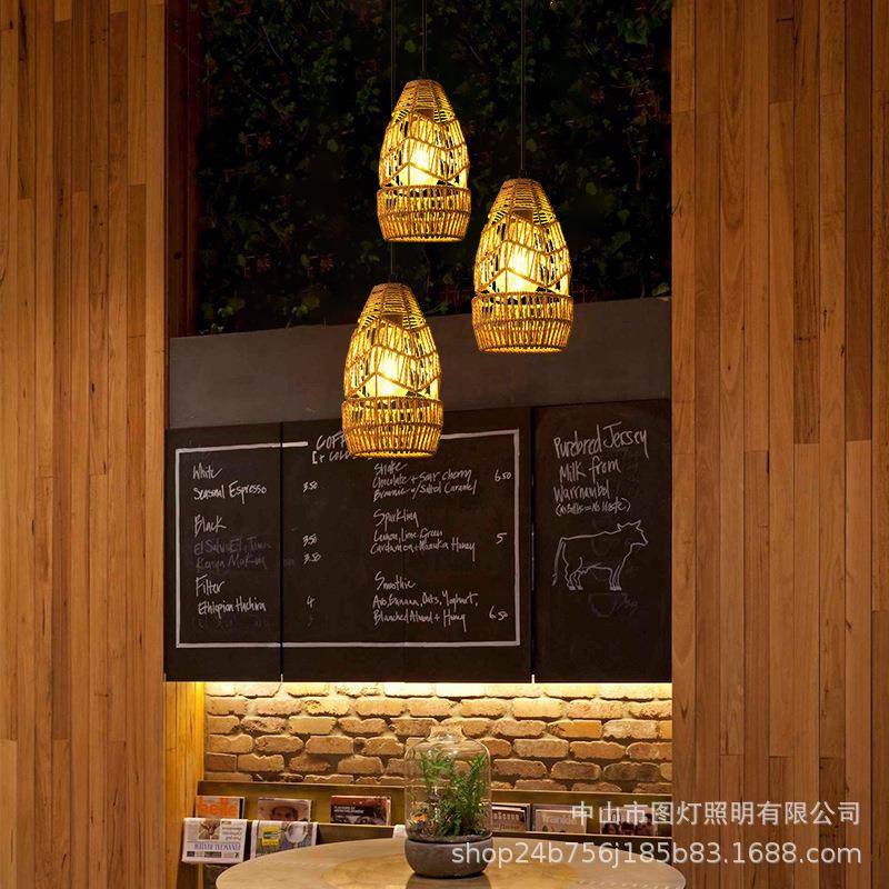 工业风麻绳复古吊灯铁艺餐厅酒吧服装烧烤店过道装饰店铺商用吊灯,淘宝优惠券,粉丝福利购,淘宝优惠卷