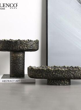 新中式侘寂创意仿古残缺果盘摆件样板间会所餐桌茶几设计感收纳盘