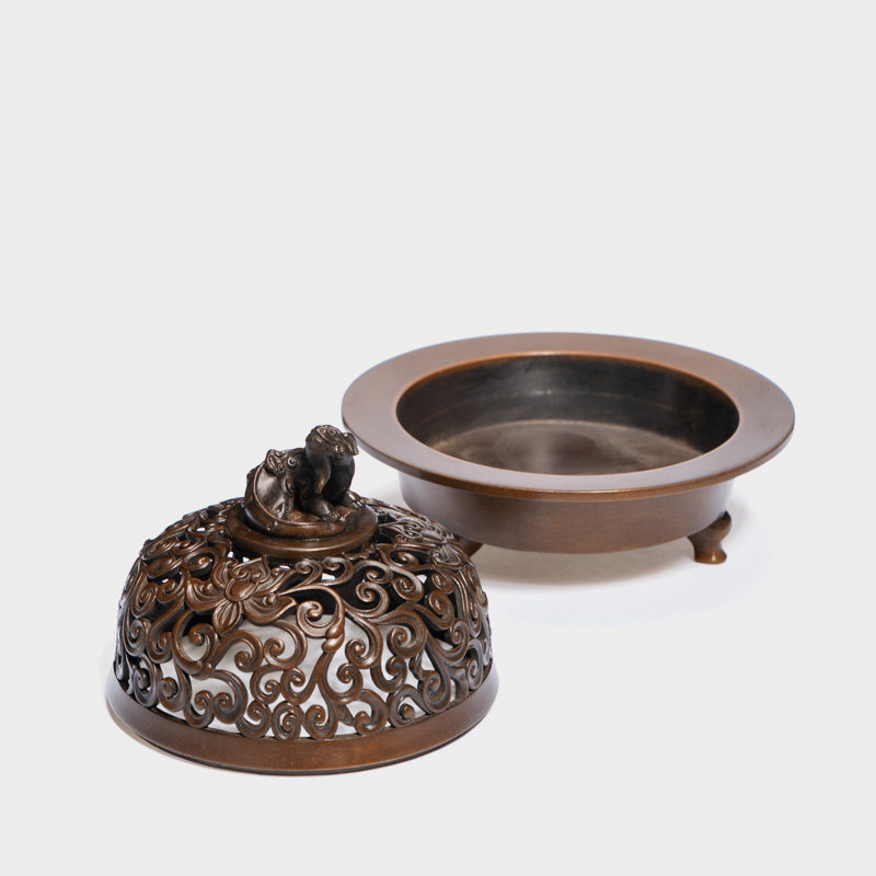 庆松堂苏工铜炉名家胡庆松制三足螭龙钮熏炉紫铜复古炉室内熏香炉,淘宝优惠券,粉丝福利购,淘宝优惠卷