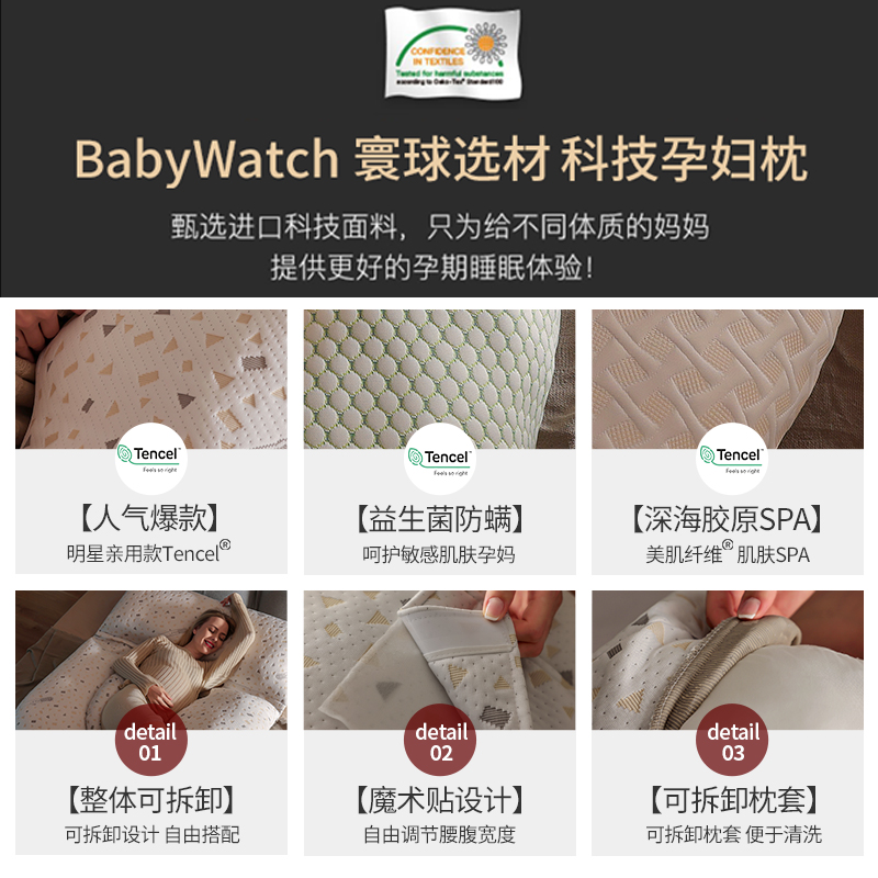 babywatch孕妇枕头护腰侧睡枕托腹侧卧靠抱枕孕晚期睡觉专用神器-图2