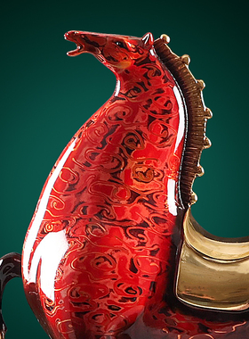 将军马大漆马全铜摆件