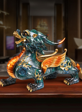 招财貔貅铜摆件一对客厅玄关