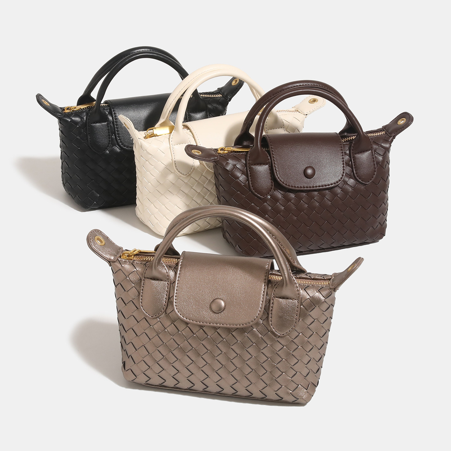 日本バッグ2025新款简约百搭编织单肩饺子包时尚百搭女士斜挎包,淘宝优惠券,粉丝福利购,淘宝优惠卷