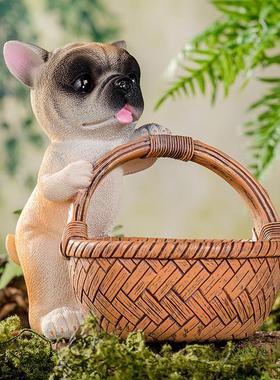 仿真狗摆件门口入户玄关鞋柜狗钥匙收纳客厅创意茶几桌面家居装饰