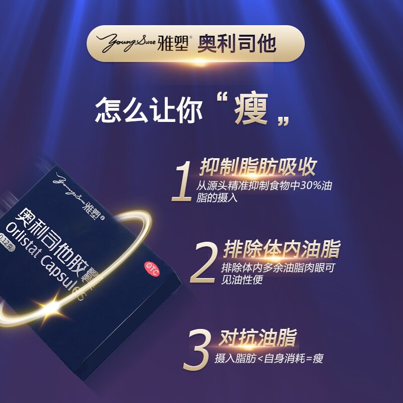 雅塑奥利司他0.12 g*6粒盒肥胖胶囊 江岸大药房旗舰肠胃用药