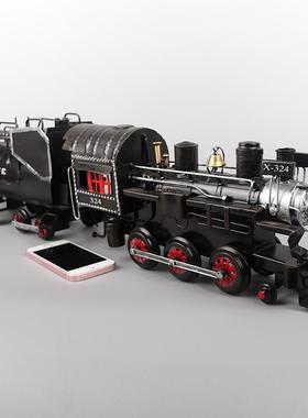 爆款仿真蒸汽火车模型橱窗手工金属装饰品摆件礼物收藏工艺品