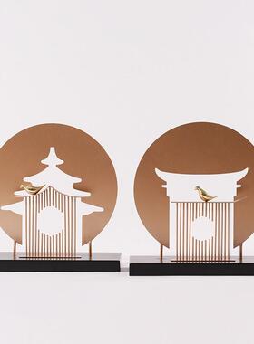 新中式古典抽象建筑装饰摆设样板间客厅玄关售楼处电视柜软装摆件