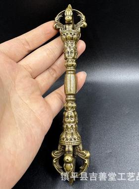 五股金刚杵黄铜三面金刚杵复古装饰挂件吊坠