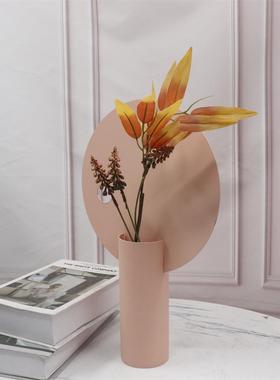 北欧花瓶铁艺ins风几何圆形干花花器家居样板房简约装饰品小摆件