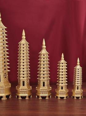 文昌塔书桌办公装饰摆件七层9九层十三层纯黄铜工艺品铜摆件