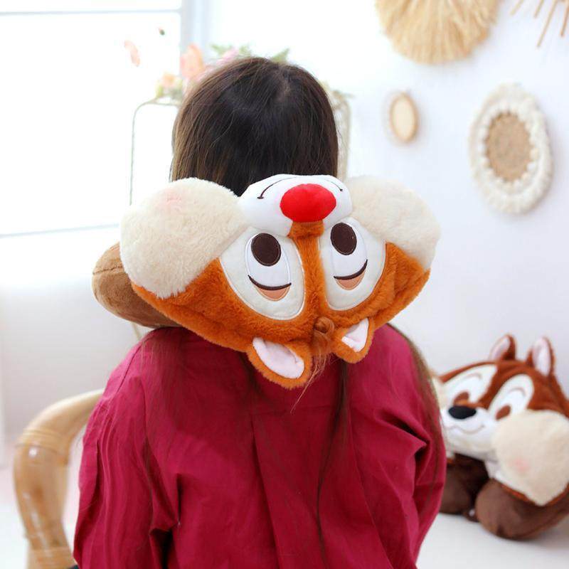 卡通日系花栗鼠毛绒情侣连帽U型枕护颈枕午睡旅行飞机带帽子枕头,淘宝优惠券,粉丝福利购,淘宝优惠卷