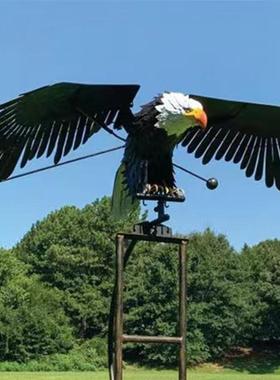 新款铁艺老鹰风车户外艺术装饰园林猫头鹰摆件工艺品