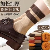 Hair Ring Thick Socks Woman Medium Long Barrel Plus Suede Thickened Autumn Winter Warm Ins Tide Net Red 100 Hitch Matching Small Leather Shoes