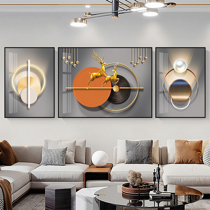 Combined crystal porcelain and diamond Chinese style living room decorative painting
