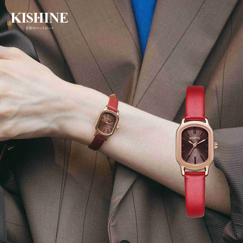 kishine小红表女简约气质皮带手表 kishine国产腕表