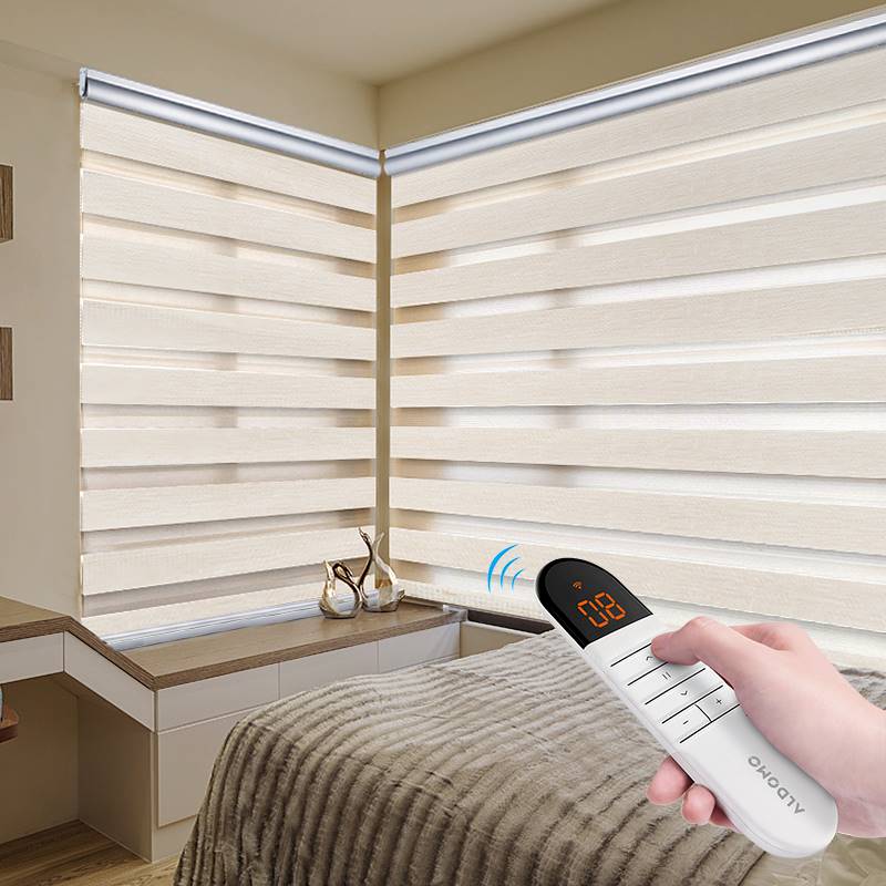 ALDOMO电动卷帘遮阳遮光柔纱窗帘自动遥控升降卧室阳台客厅家用-图1