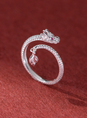 s990足银喜庆龙头戒指