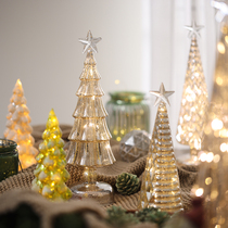 Glass Christmas Tree Luminous Tabletop Christmas Pendulum Pieces Small Night Light Mall Shop Window Scene arranged for Christmas decorations