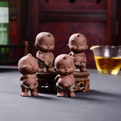 童子茶玩茶宠摆件精品可养小孩尿尿撒尿娃娃喷水紫砂创意玩具配件 - 图2
