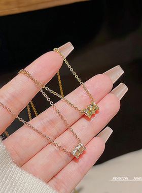 韩国钛钢项链不掉色女气质轻奢吊坠锁骨链ins高级感小众颈链精致