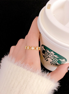 个性甜美复古ins戒指 欧美小众开口可调节心形食指环男女情侣手饰