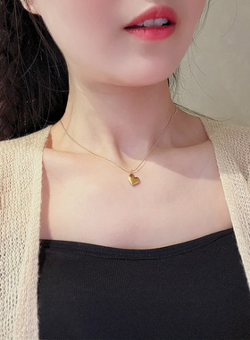 韩版时尚爱心项链简约气质钛钢不掉色吊坠ins甜酷辣妹锁骨链