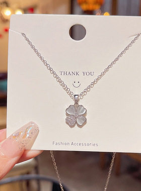 韩版时尚锁骨链网红甜美颈链吊坠小众设计感钛钢项链轻奢小众配饰