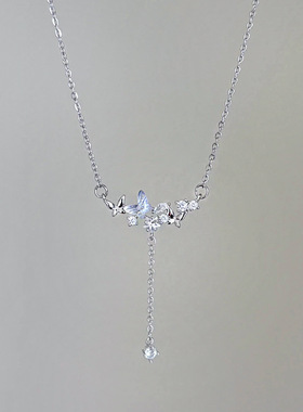 设计感流星蝴蝶吊坠女轻奢小众百搭甜美锁骨链气质高级感钛钢项链