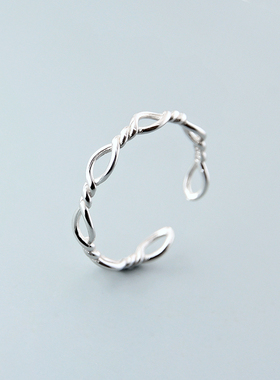 纯银缠绕戒指冷淡风小众日系镂空