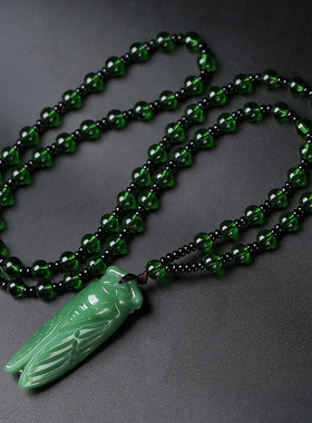 和田碧玉蝉吊坠一鸣惊人玉坠白玉知了挂件蝉吊坠男女款毛衣链绿玉