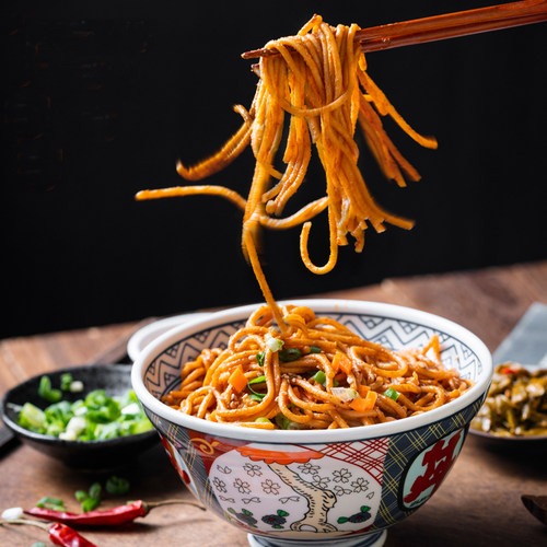 美玉武汉热干面碱面湖北特产含酱料包萝卜丁味独立包装185g*25袋 - 图1