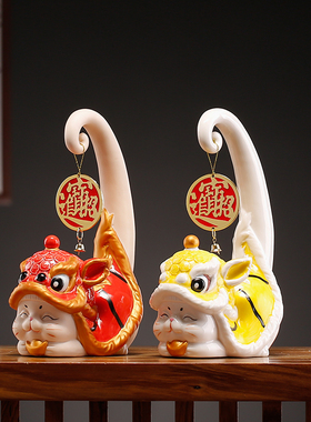 招财猫摆国潮醒狮舞发财猫