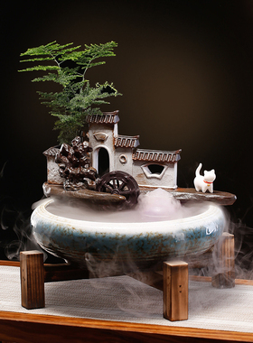 流水喷泉摆件创意招财江南庭院家居客厅办公室茶台桌面乔迁礼品