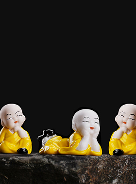 茶宠摆件茶道创意精品陶瓷禅意茶桌茶道小和尚装饰园艺花盆造景