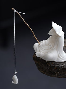 姜太公钓鱼禅意老翁人物摆件