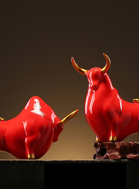 红色牛摆件招财装饰品生肖牛