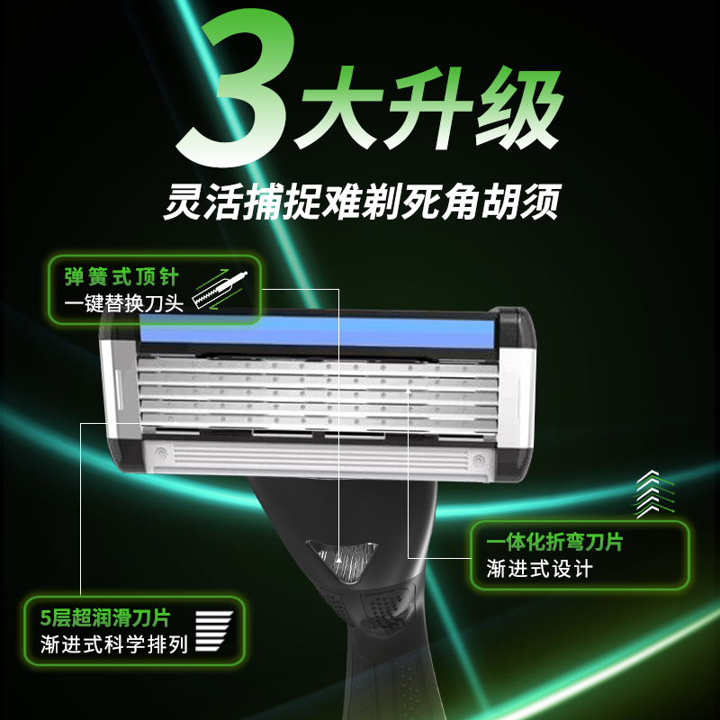 5层渐进式手动剃须刀胡子胡须刀刮脸剃须刀片男士刀头送男朋友