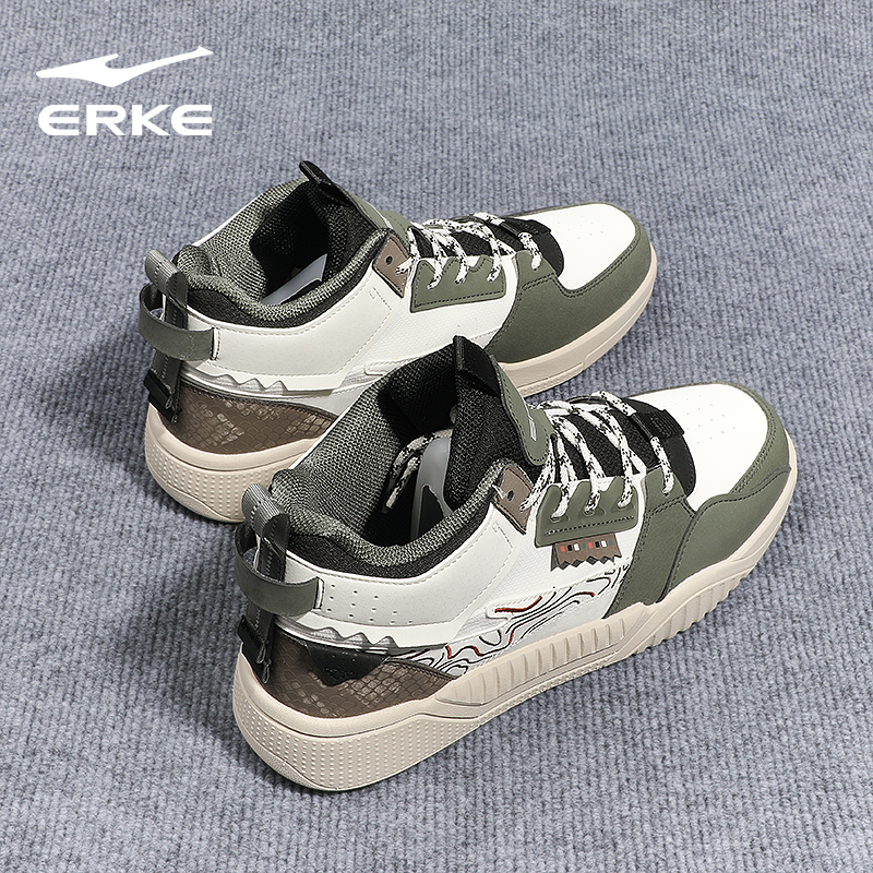 鸿星尔克男鞋高帮时尚板鞋新款秋冬防滑韩版运动鞋男士休闲鞋子男 - 图2