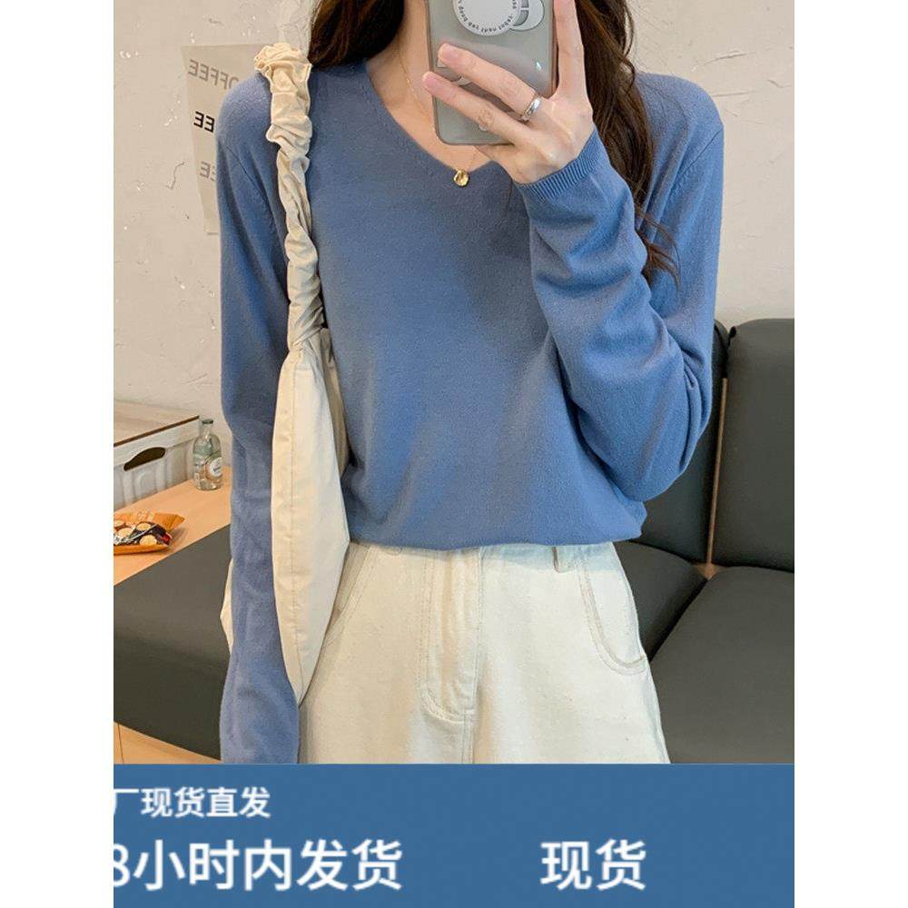 别致2025年高级感春季低领宽松毛衣女春季内搭v领针织打底衫上衣,淘宝优惠券,粉丝福利购,淘宝优惠卷