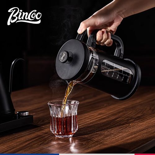 Bincoo法压壶家用煮咖啡过滤式器具玻璃刻度冷萃咖啡手冲壶打奶泡 - 图0
