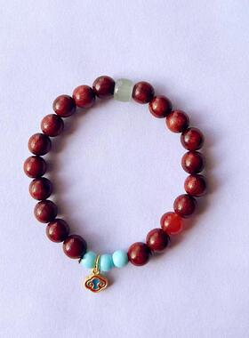 2026原木森系小众DIY创意檀木念珠紫檀木绿檀8mm念珠混搭玉石桶珠