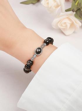 2026晶东珠宝7A天然银曜石金运石魔盒手链高级感时尚小众礼物手串