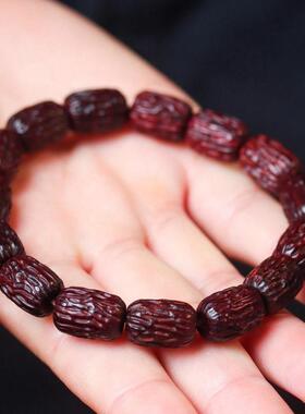2026印度小叶紫檀精工雕刻枣珠手串规格1.5x1.1男女文玩佛珠厂家