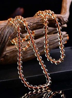 2026凤呈祥 天然黄水晶三圈手串 108颗佛珠手链 男女情侣时尚款手