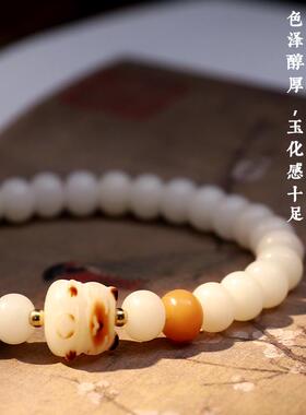 2026白菩提根手串女炭烧猫爪绕指柔文玩菩提子佛珠学生情侣盘玩手