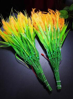 2026藏式树脂八吉祥花瓶客厅桌面摆件LED冷光源 仿真 麦穗 稻穗