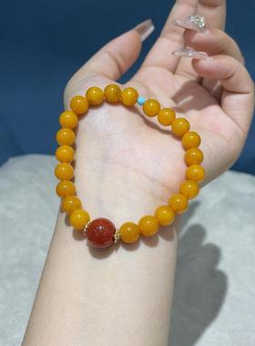 2026黄玛瑙搭配红玛瑙隔珠手串新中式转运珠黄色手链男女款