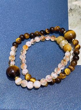 2026天然水晶手链圆黄塔晶珠天然虎眼水晶手串爆款饰品